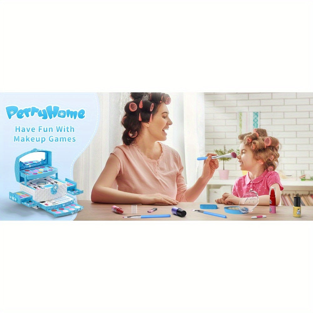 Girls Toys - 56pcs Kids Makeup Gift Box, Set - Non-toxic Washable Pretend Makeup Set with Brushes And Blendable Shades Eyeshadow for Girls Ages 3-12 | Perfect Kids Toys, Birthday Gifts