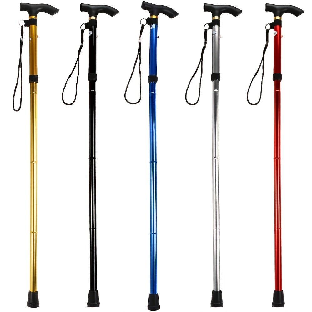 4 - section Ultra Lightweight Adjustable Folding Cane with Rubber Head - A Telescopic Hiking And Mountaineering Stick for The Elderly And Teenagers, Aluminum Alloy Design, Hiking Accessories Cane - Buy That Thang