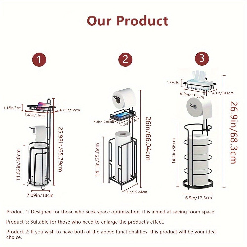 Freestanding Toilet Paper Holder, Metal Trim Freestanding Toilet Paper Roll Holder And Dispenser to Store 3 Extra Rolls Of Reserve Toilet Paper, Christmas - Buy That Thang