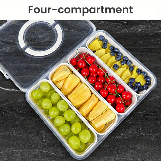 Fruit Storage Containers for Fridge Keep Fresh - Divided Serving Tray with Lid and Handle - Portable Picnic Parties Snackle Box Veggie Tray - Berry Candy Food Snack Organizer Travel, Compact Design, Easy to Clean, Leakproof C - Buy That Thang