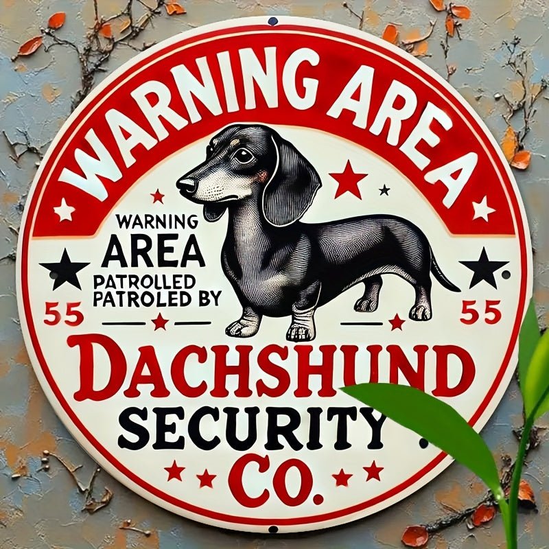 2D Flat, 1pc, 2D flat printing Metal Iron Sign Decoration - Retro "Be Careful with Sausage Dogs" Metal Sign - 8x8 inch Decorative Wall Art Plaque with Red Border, Playful Sausage Dog Silhouette, and Star Ornament, Suitable for - Buy That Thang