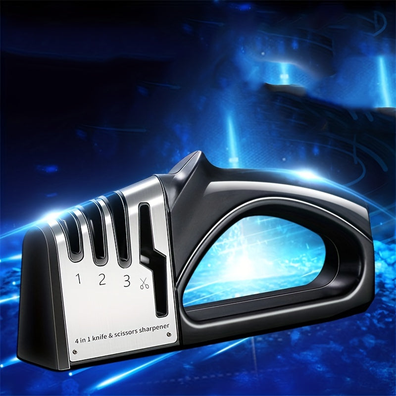 1pc, 4 Stage Handheld Knife Sharpener with Non-Slip Base - Quick Sharpening Tool for Kitchen Knives