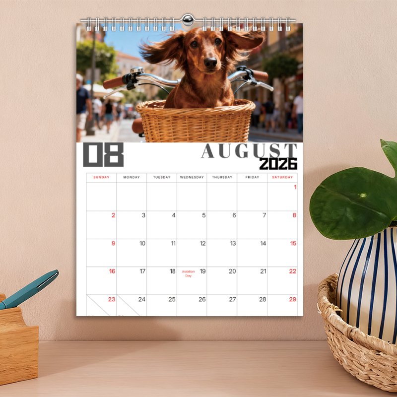 [Dachshund Calendar] 2026 Dachshund Wall Calendar - 1pc Large 11x8.2 Monthly Planner with Puppy Photos, Durable Yearly Gift for Pet Lovers, Christmas/Birthday Present (January 2026 - December 2026)