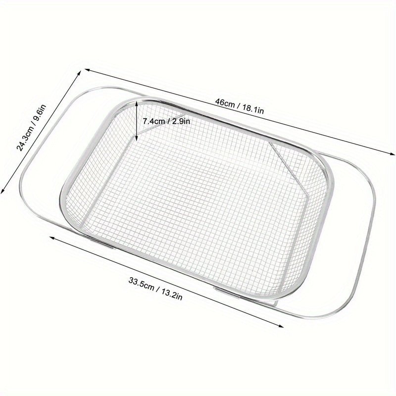 [Expandable Water Filter Basket] Stainless Steel Expandable Water Filter Basket - Large Adjustable & Foldable Design, Portable Telescopic Rack for Fruits Vegetables, Food - Safe Heavy - Duty Kitchen Essential (13.39x9.45 Inches), - Buy That Thang