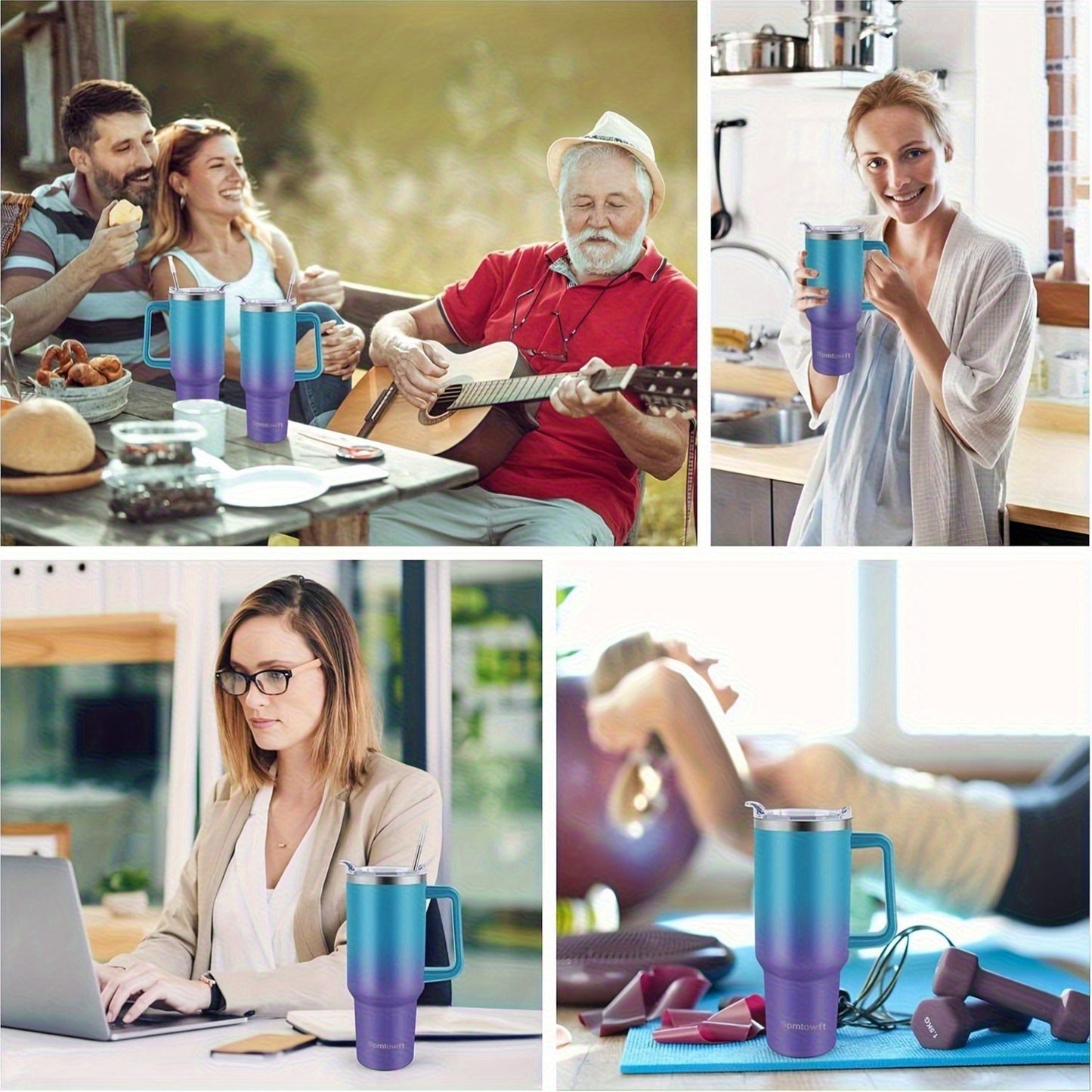 40 Oz Tumbler with Handle, Insulated Water Bottle Carrier Bag with Lid And Straw, Reusable Stainless Steel Vacuum Insulated Cup, Leak Proof Thermal Travel Coffee Mug Cup for Cold And Hot, Phone Pocket, Office Drinkwa