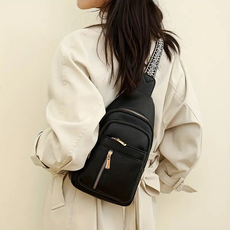 Vintage Style Women's Chest Bag, Non - Waterproof Zippered Shoulder Messenger Bag For Commuting, Crossbody Bag - Buy That Thang