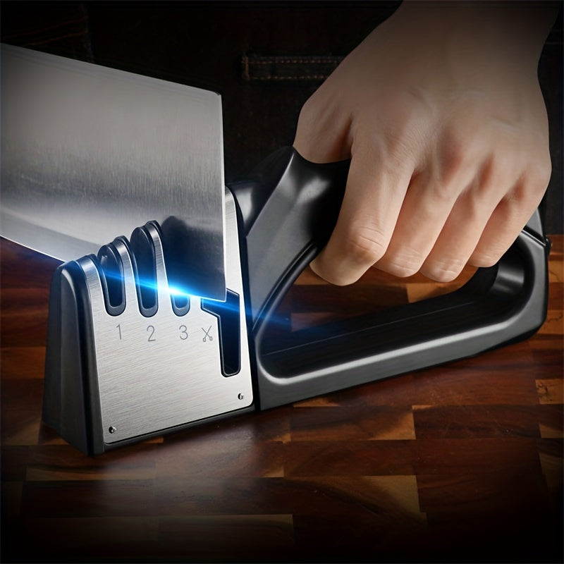 1pc, 4 Stage Handheld Knife Sharpener with Non-Slip Base - Quick Sharpening Tool for Kitchen Knives