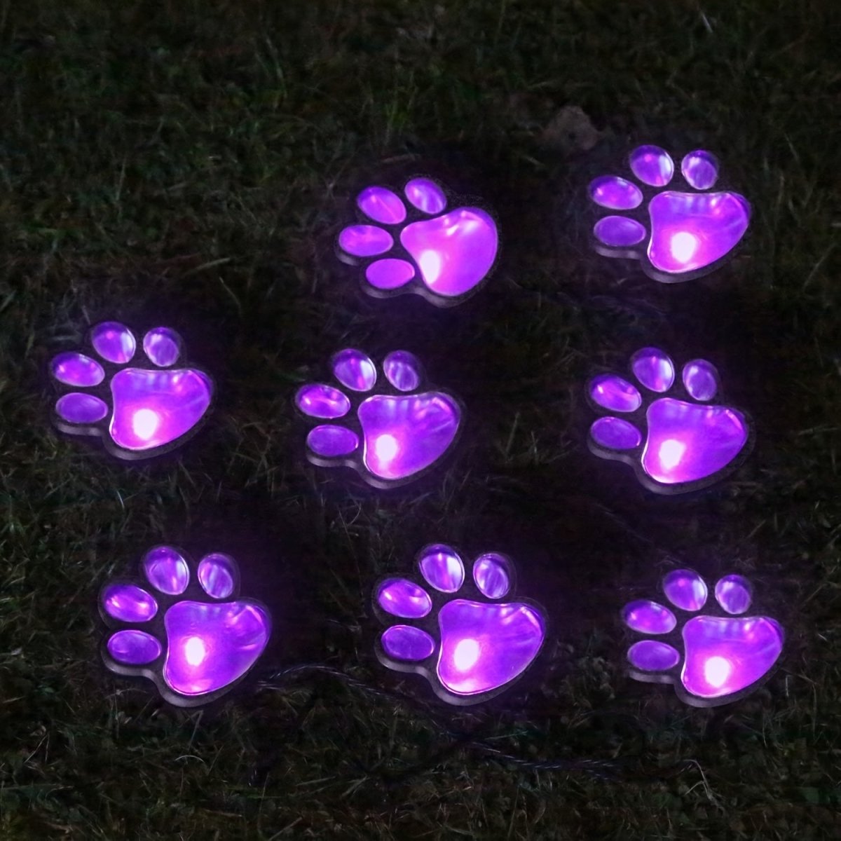 3pcs Solar LED Pet Paw Print Channel Lights - IP44 Outdoor Decorative Lights For Gardens, Lawns & Terraces - Pet - Safe (Cat & Dog Friendly) - Durable Plastic With Metal Veneer - Solar - Powered Outdoor Lights For Holiday Garden - Buy That Thang