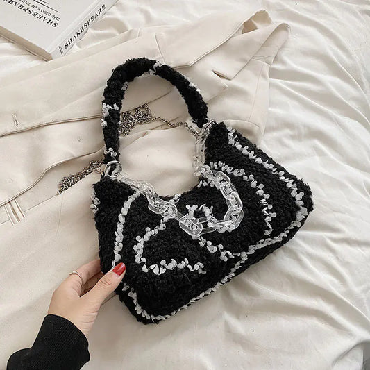 One Shoulder Crossbody Bag - Black and White Bag Fashion Trend