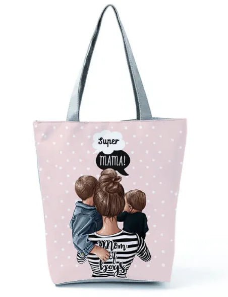 Cute Cartoon Super Mama Print Bag Travel Shoulder - Buy That Thang