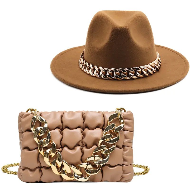 Fedora Hats Women Luxury Accessories Gold Chain - Buy That Thang