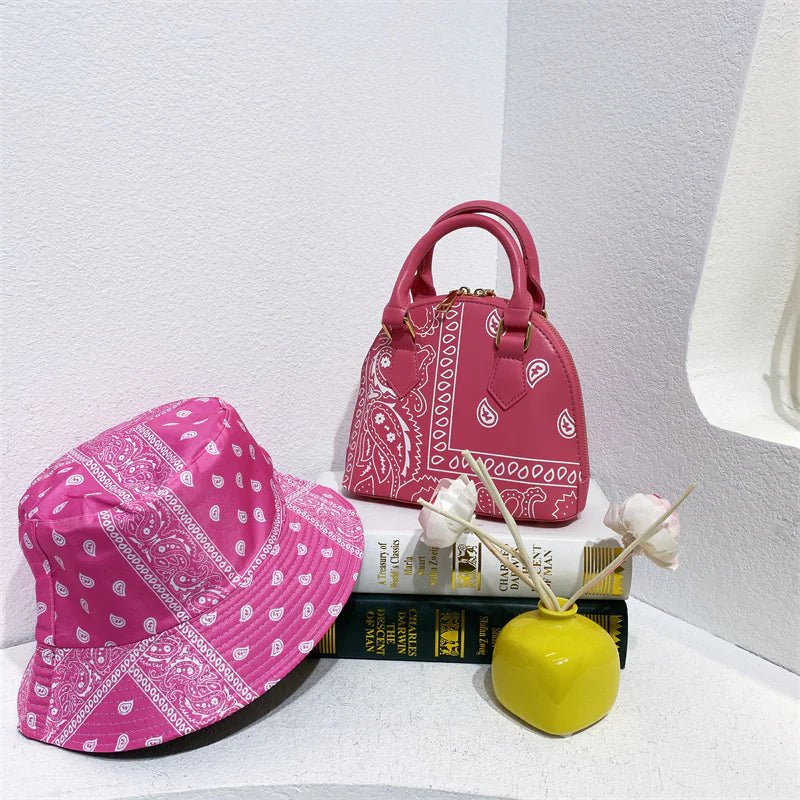 Cashew Flower Fisherman's Hat & Shell Handbag Set - Buy That Thang