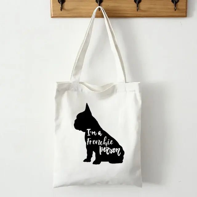 French Bulldog Print Canvas Tote Bag - Buy That Thang