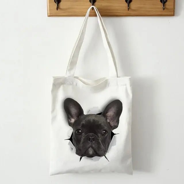 French Bulldog Print Canvas Tote Bag - Buy That Thang