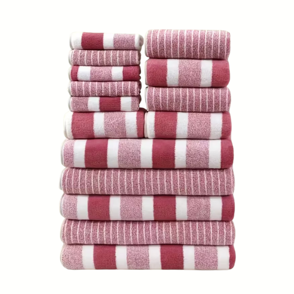 15pcs Coral Fleece Towel Set, Including 5 Face Towels, 5 Hand Towels And 5 Bath Towels, Comfortable Absorbent And Quick Drying Bath Towels, Suitable For Hotels, Sports, Travel, Fitness, Yoga, Ideal Bathroom Supplies, Wash Clo