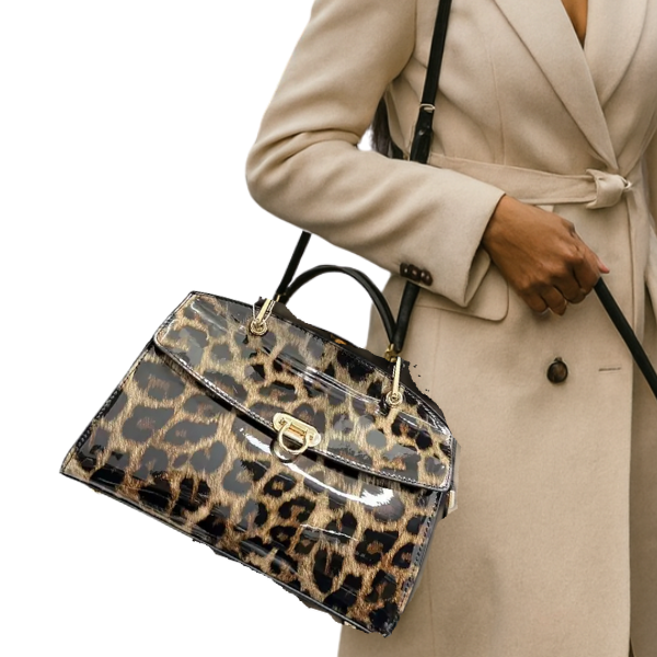 Leopard Patent Leather Casual Leisure Tote Bag
