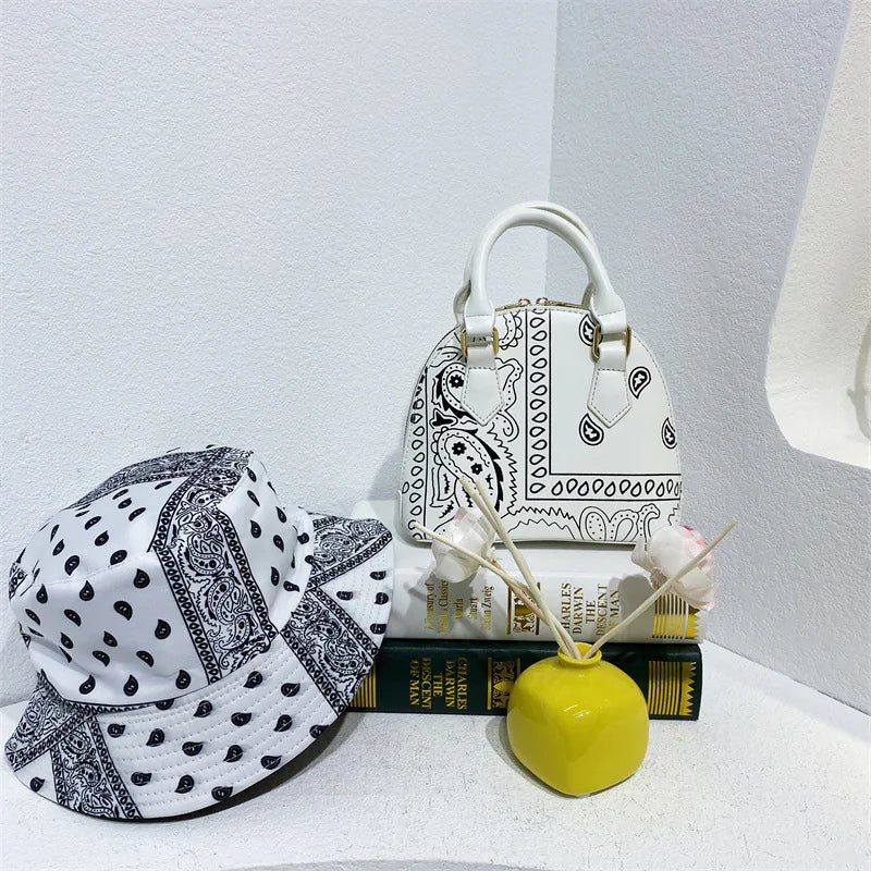 Cashew Flower Fisherman's Hat & Shell Handbag Set - Buy That Thang