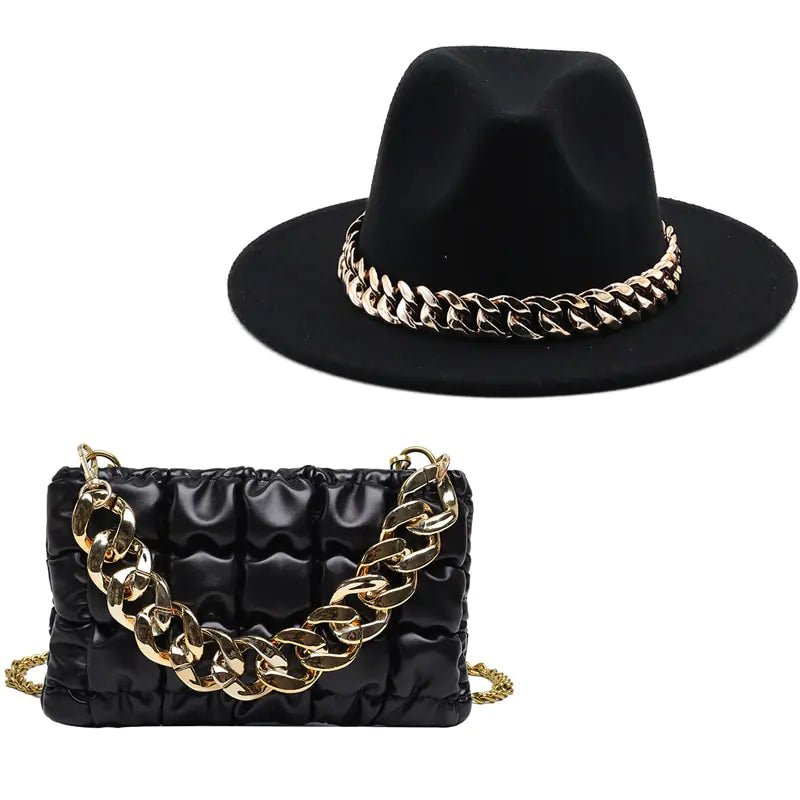 Fedora Hats Women Luxury Accessories Gold Chain - Buy That Thang