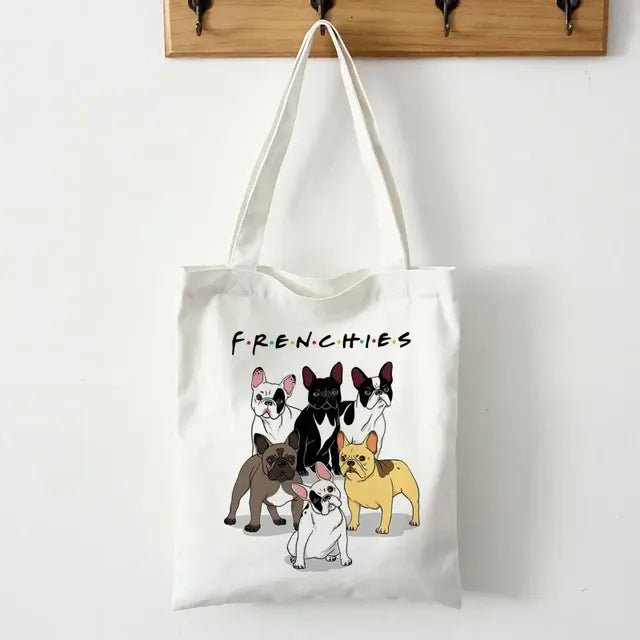 French Bulldog Print Canvas Tote Bag - Buy That Thang
